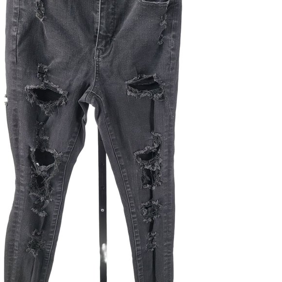 American Eagle Short Dream Jeans Black Ripped Highest Waist Jegging Distressed 6 - Picture 4 of 11